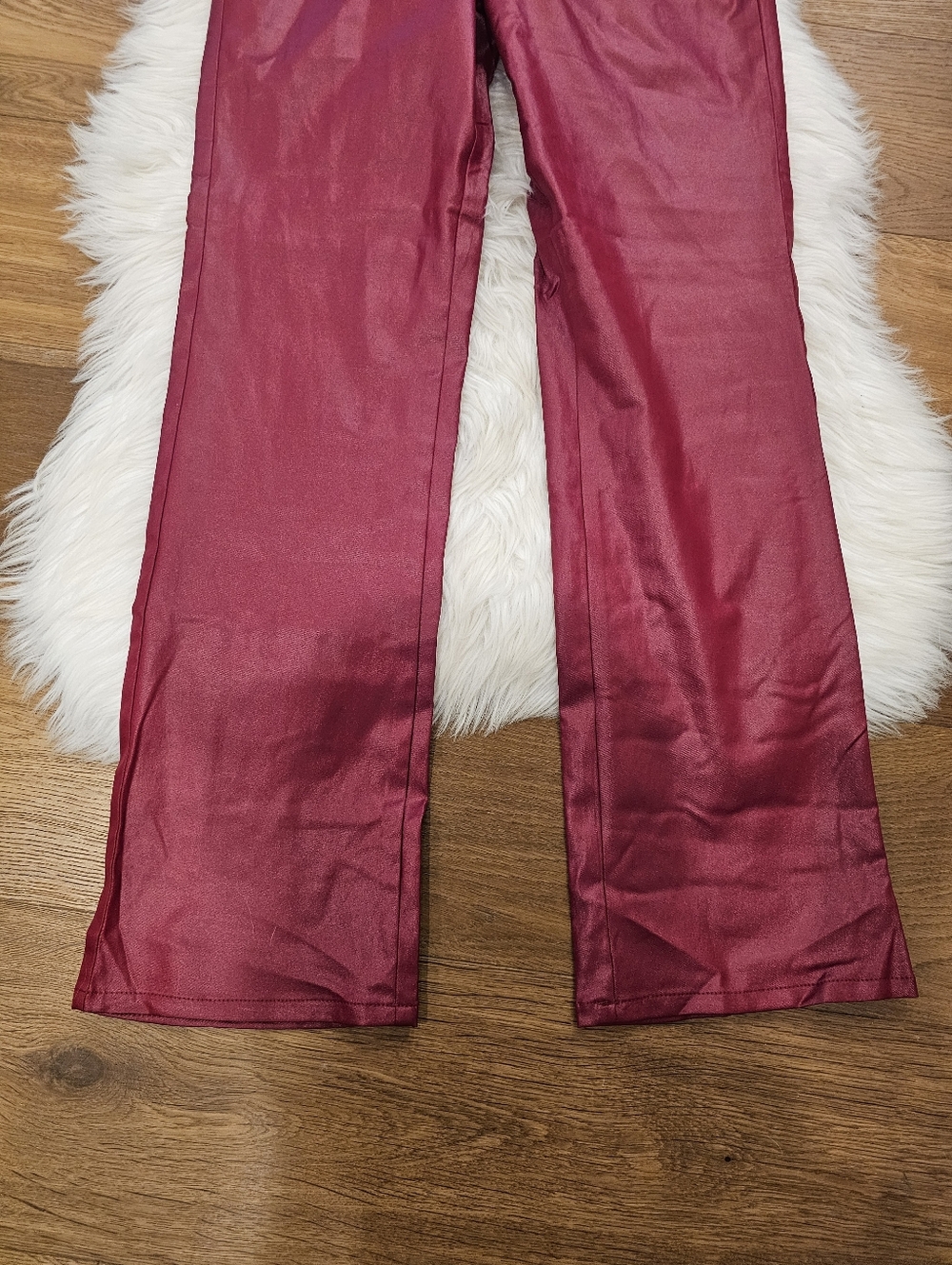 Vintage Low Rise Red Wine Coated Straight Leg Pants - Picture 3 of 9